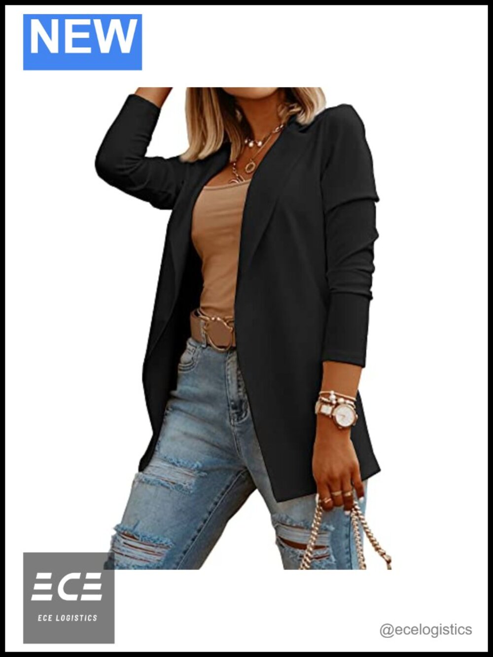 Women's Casual Long Sleeve Knit Blazer Open Front Work Business Office